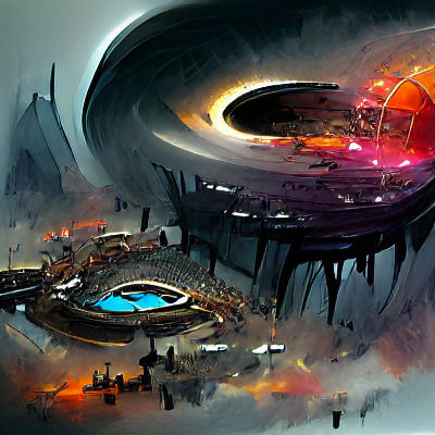 Sci-Fi City on Edge of Black Hole