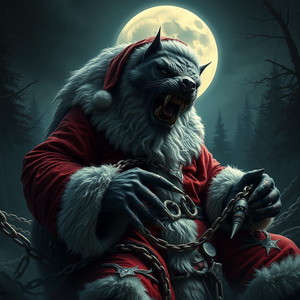 Surreal Nightmare of Tortured Claus Bound by Ancient Chains