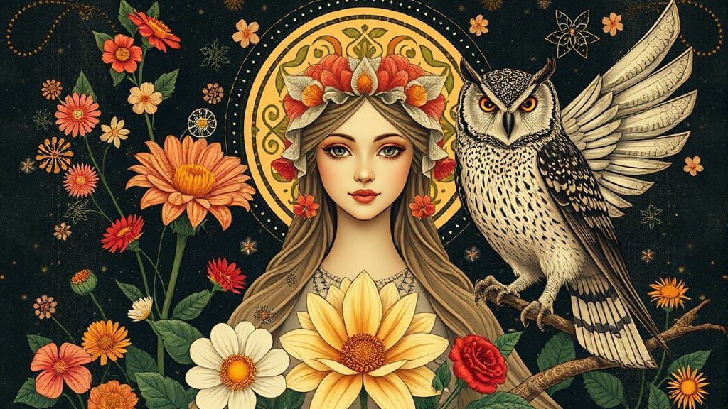 Flower Goddess in Light Half of the Year, with Gustave Klimt...