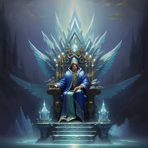 Ethereal Diamond Throne in a Misty Landscape