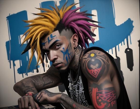 Punk Rock Tattoo in Basquiat-Inspired Street Art