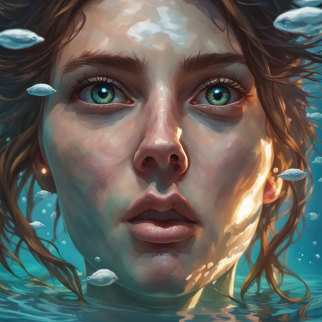Up close portrait style of woman's eyes gazing up from under...