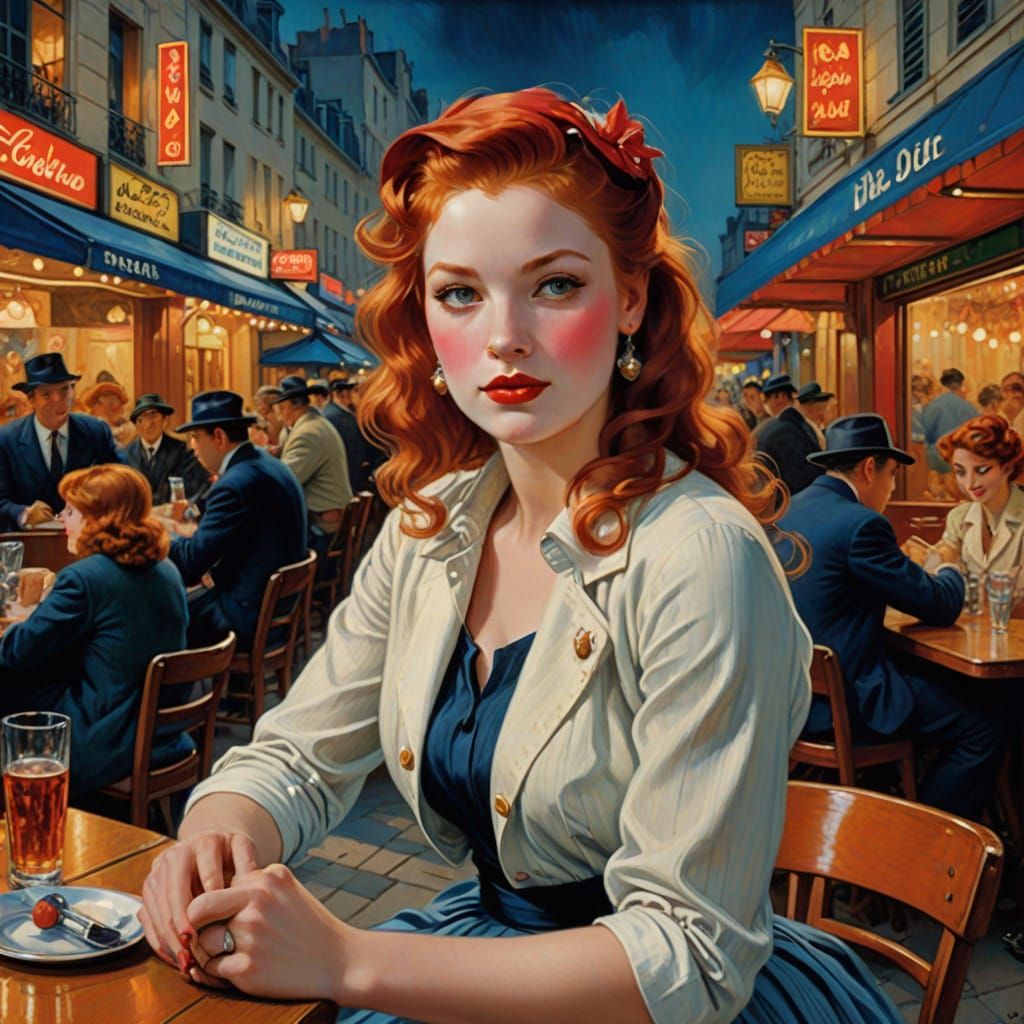 Redhead in Paris: Impasto Brushstrokes and Hyperreal Colors