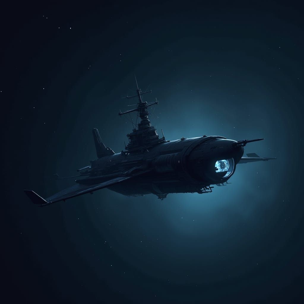 Futuristic Nautical Design in Dark Void Space