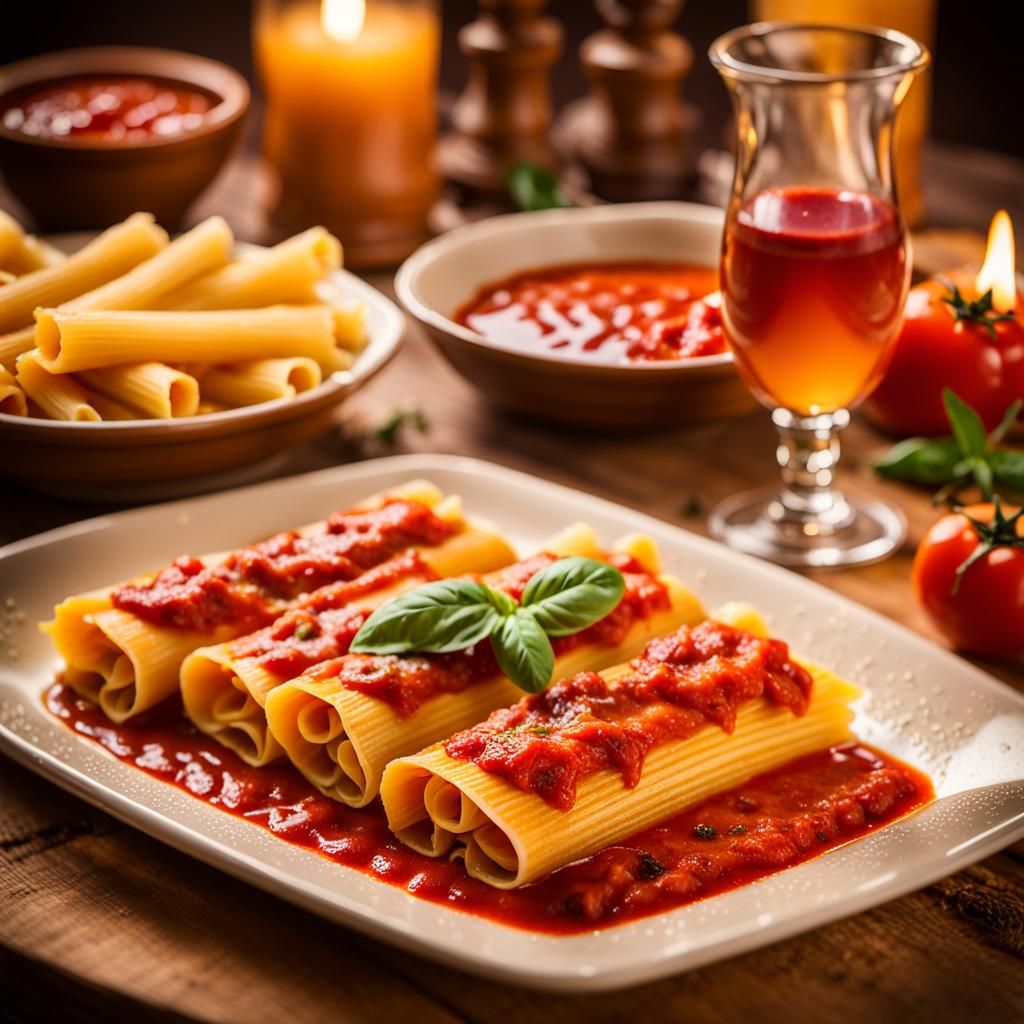 Mouthwatering Manicotti in Golden Light: Culinary Still Life