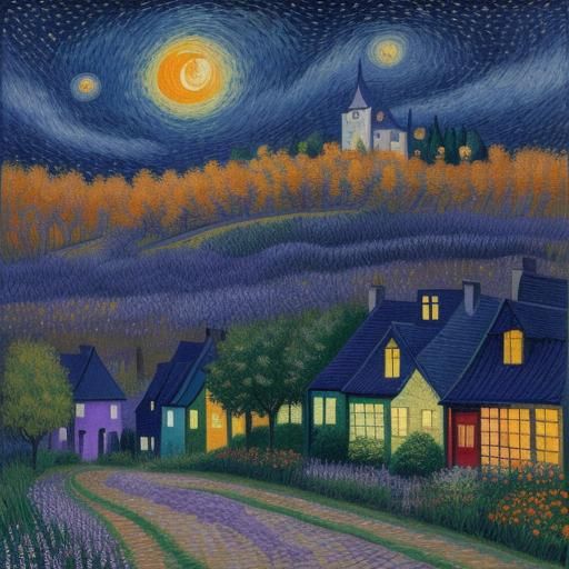 Post-Impressionist Landscape with Swirling Sky