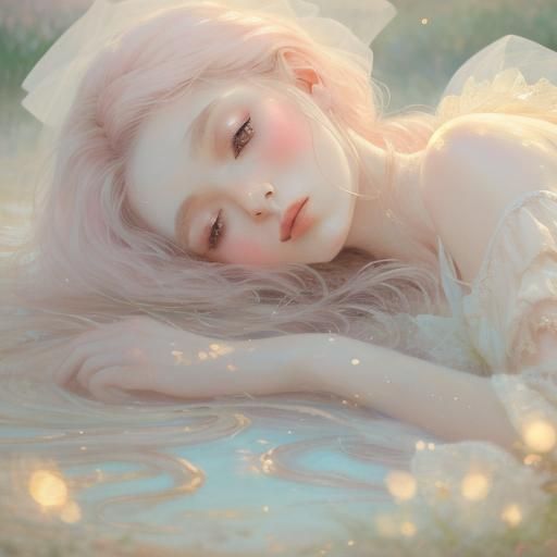 Woman in Pale Pink Light: Impressionist Style