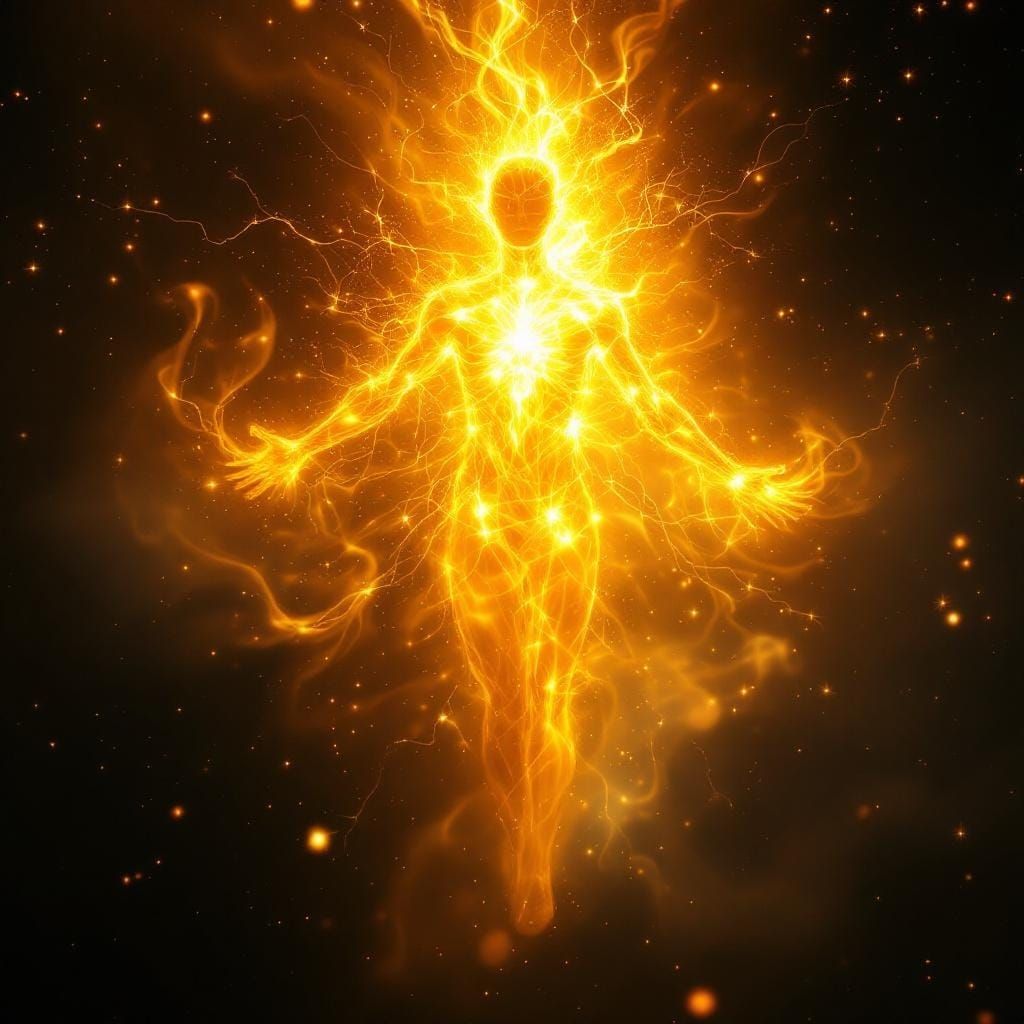 Radiant Humanoid Figure in Golden Light