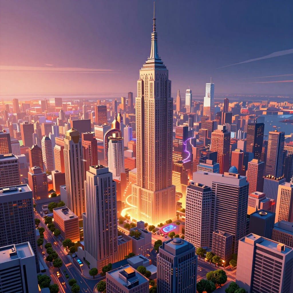 Cityscape Transforms From 2D To 3D With Dramatic Lighting
