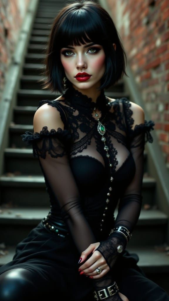 Gothic Goddess in Victorian Elegance