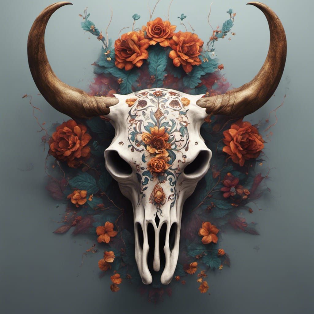 Los Muertos Bull Skull: Detailed Matte Painting
