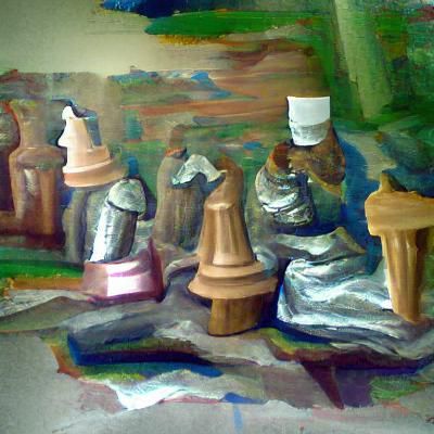 Chess Pieces in a Painted Style
