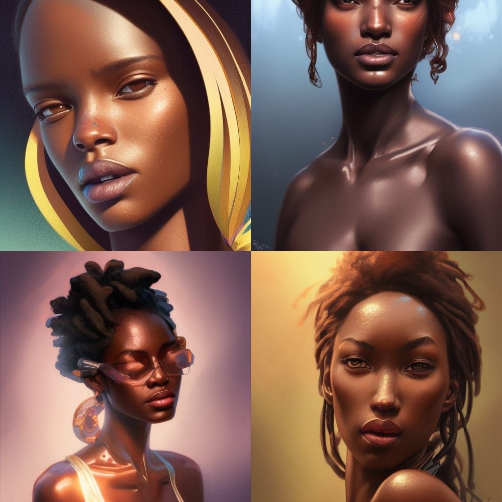 Hyperdetailed Portrait of Dark Skinned Woman