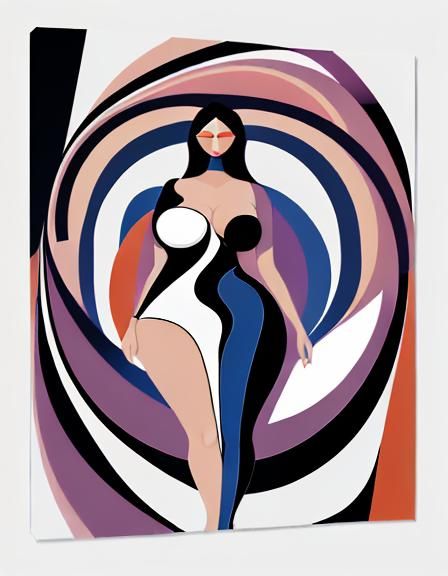 Abstract Curvy Woman in Geometric Art Style
