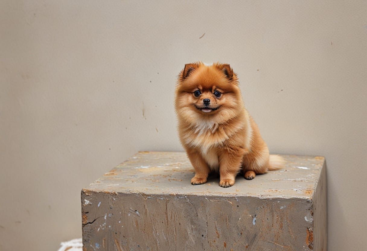 Vibrant Oil Painting of a Pomeranian Puppy