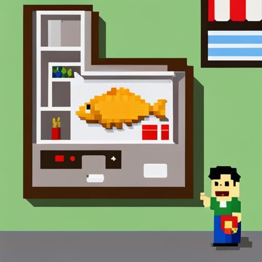 8-Bit Pixelated Fish and Chips