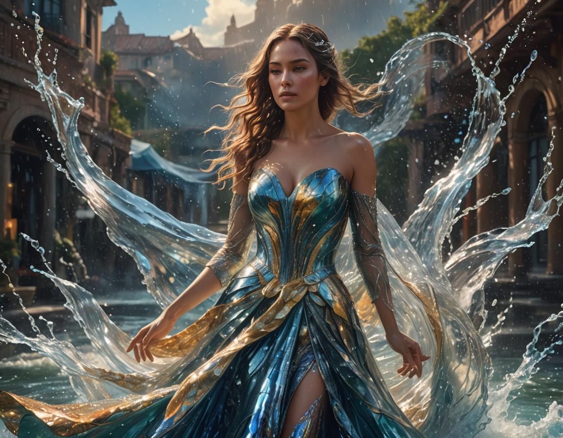 Woman with Water Element Powers in Digital Art