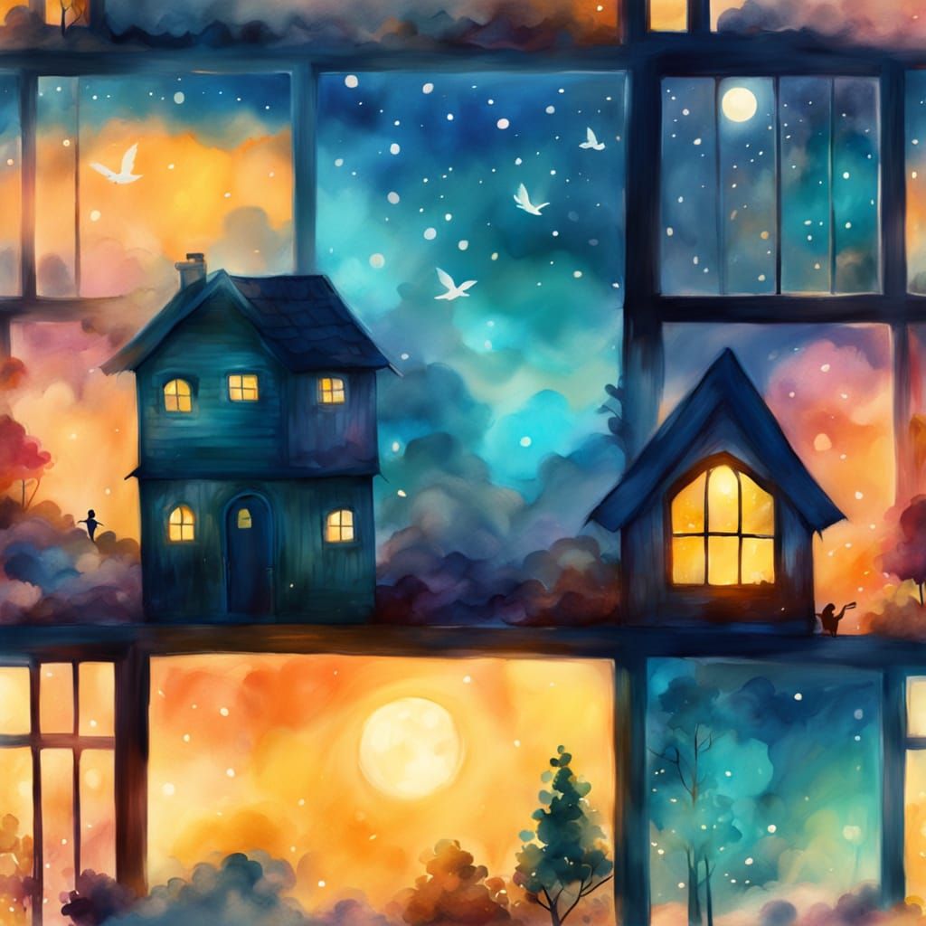 A Tiny House in Enchanted Nighttime