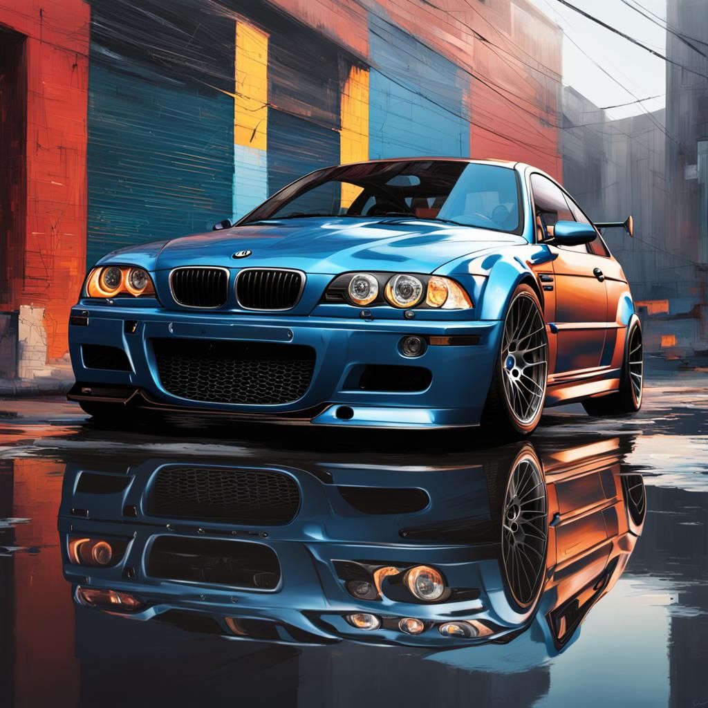 BMW M3 E46 in Hyperrealistic Splash Art