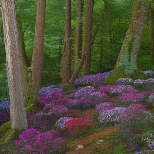 Blue Ridge Oak-Heath Ecosystem in Panoramic Painting