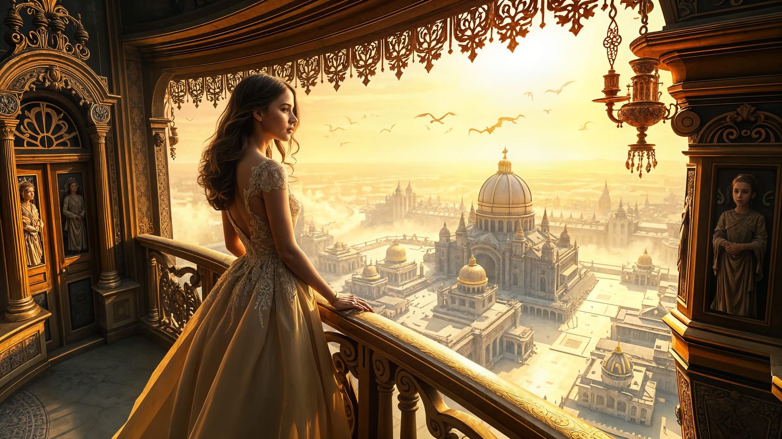 Fantasy Princess Overlooking Her Kingdom