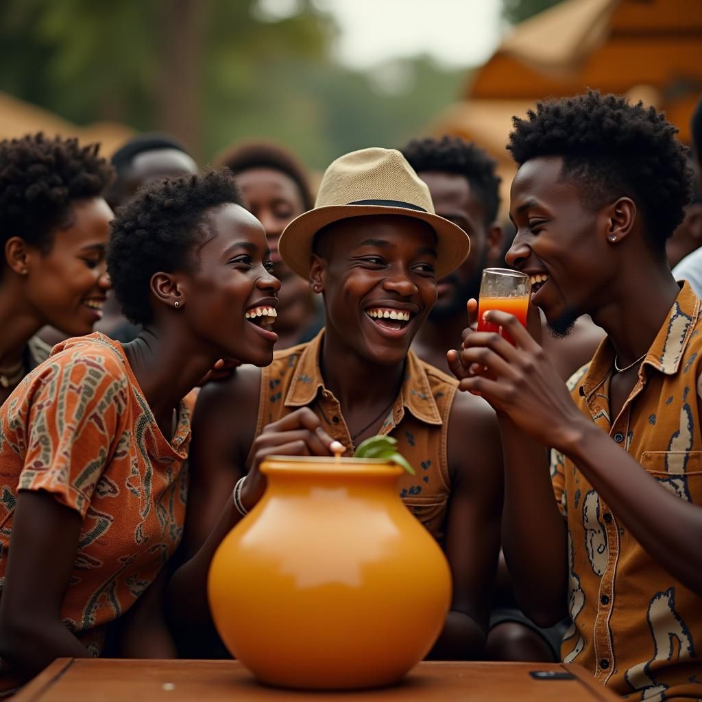 Trendy African Youth Share a Drink