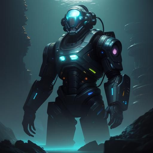 Deep-Sea Miner in Retrofuturistic Exosuit: Hyperrealistic Sp...