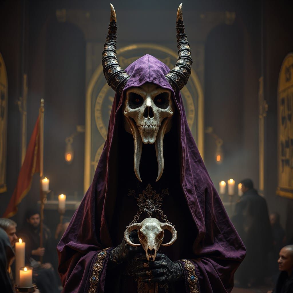 Dark Priestess in Somber Ritual, Fantasy Art