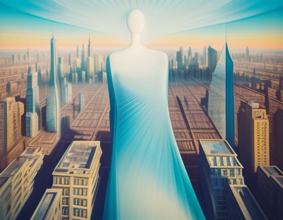 Dreamlike Surrealist Cityscape in Pastel Colors