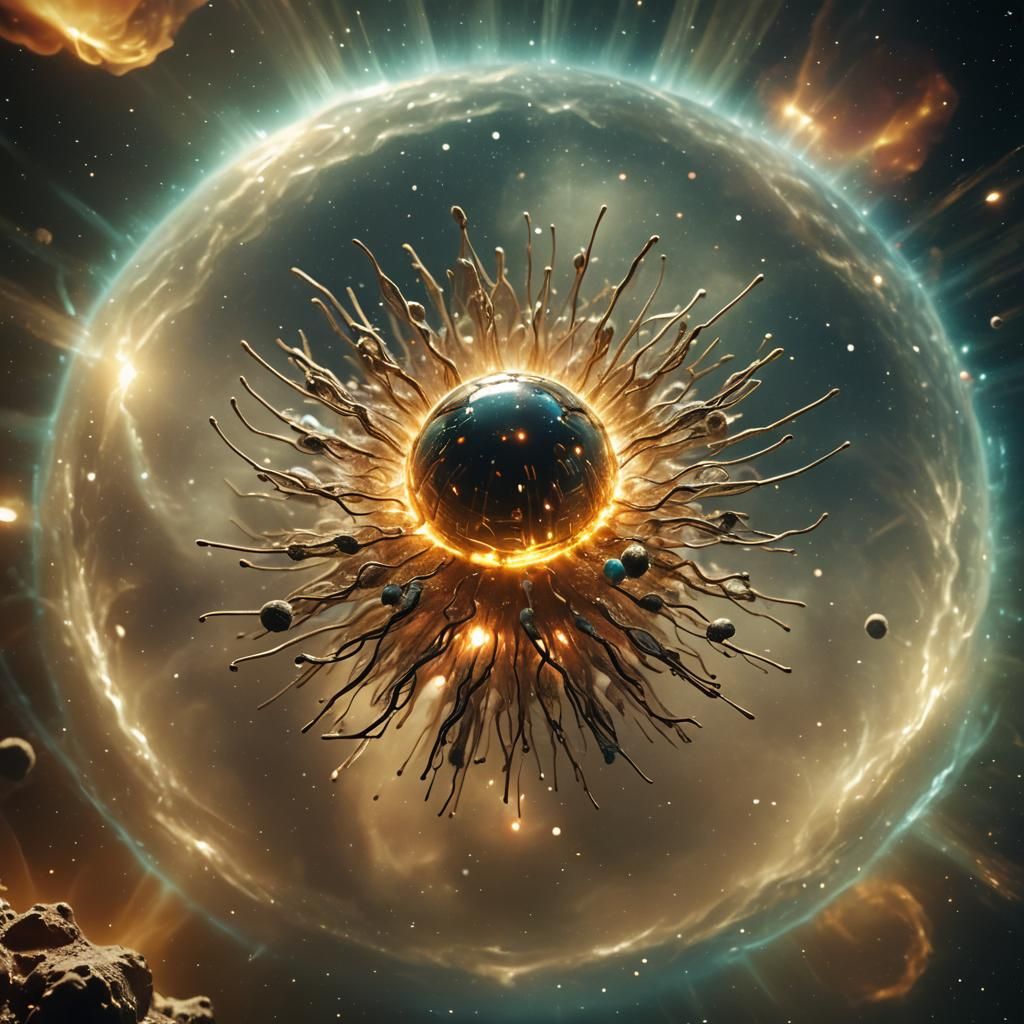 Sci-Fi Spaceship in Microscopic Atomic Universe