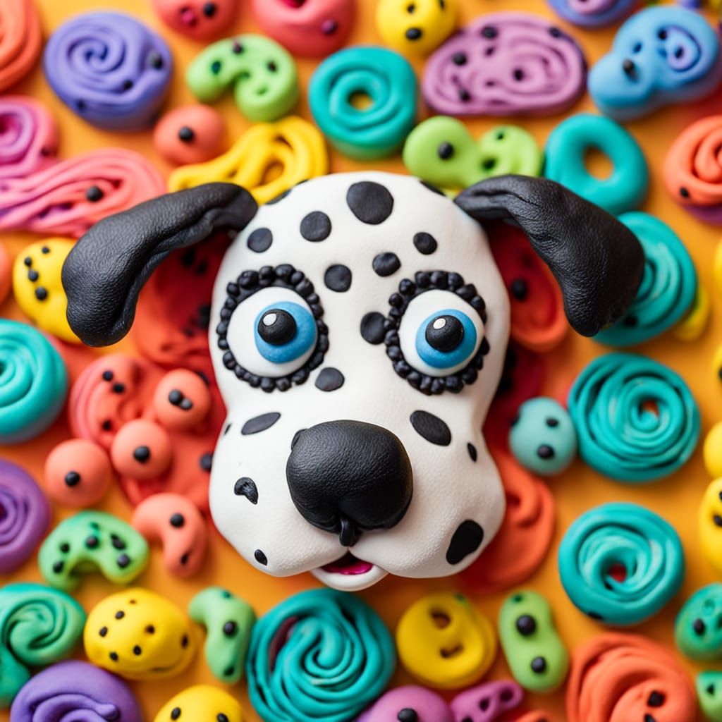 Whimsical Play-Doh Dalmatian Clay Art