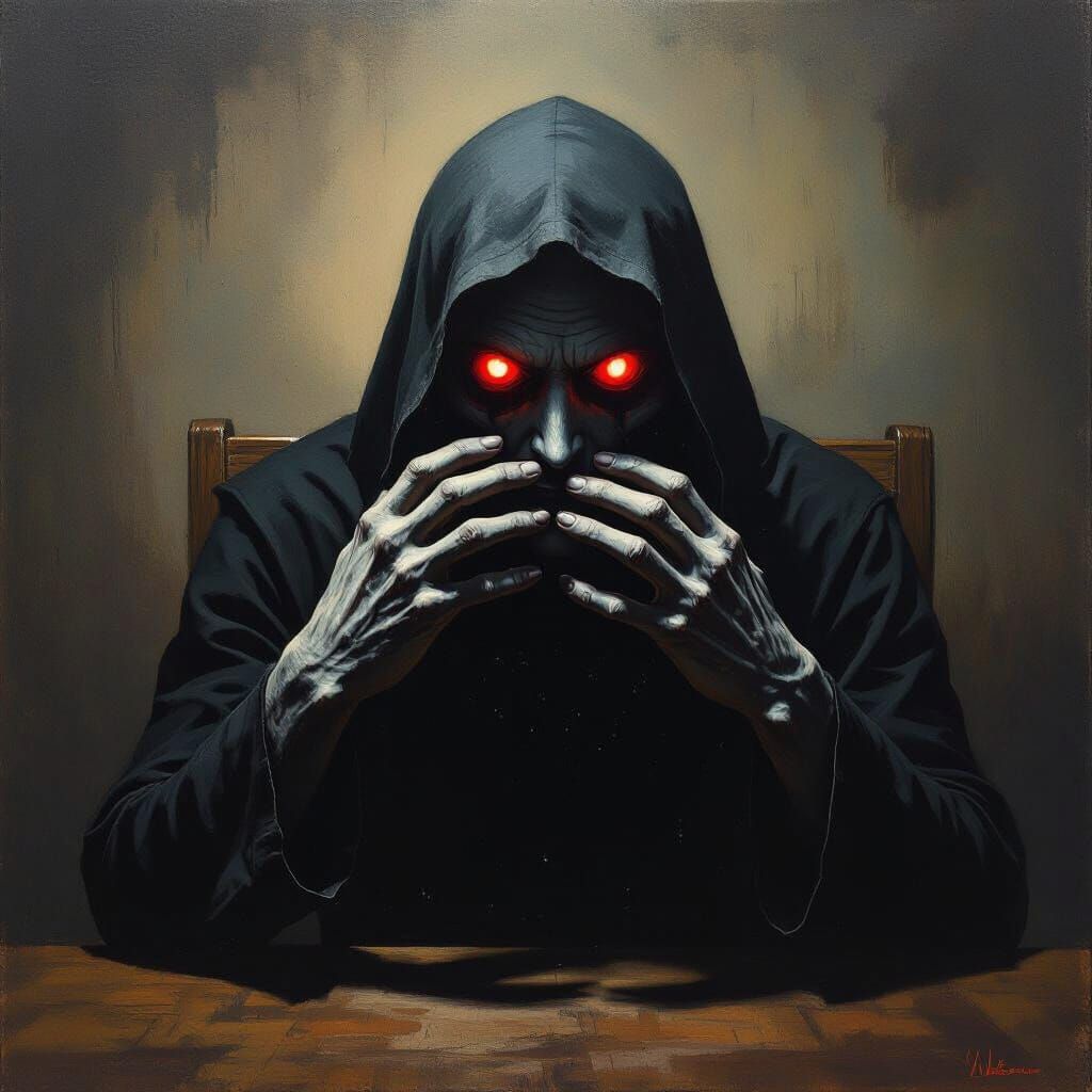 Shadowy Figure With Red Eyes Forces Observer To Watch