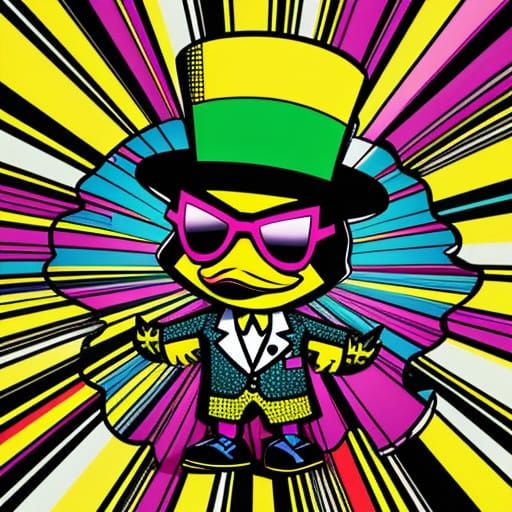Vibrant Cartoon Duck in Neon Sunglasses