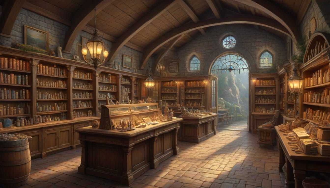 Inside Olivander's Wand Shop by Thomas Kinkade