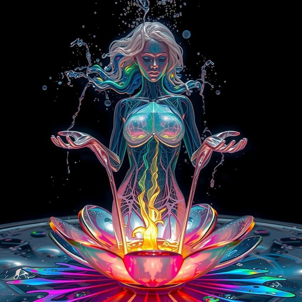 Prismatic Crystal Fountain with Rainbow Water