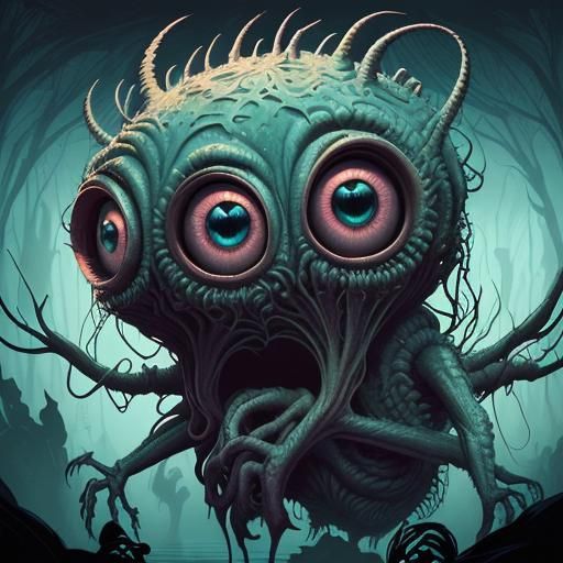 Lovecraftian Creature Concept Art with Sunken Eyes