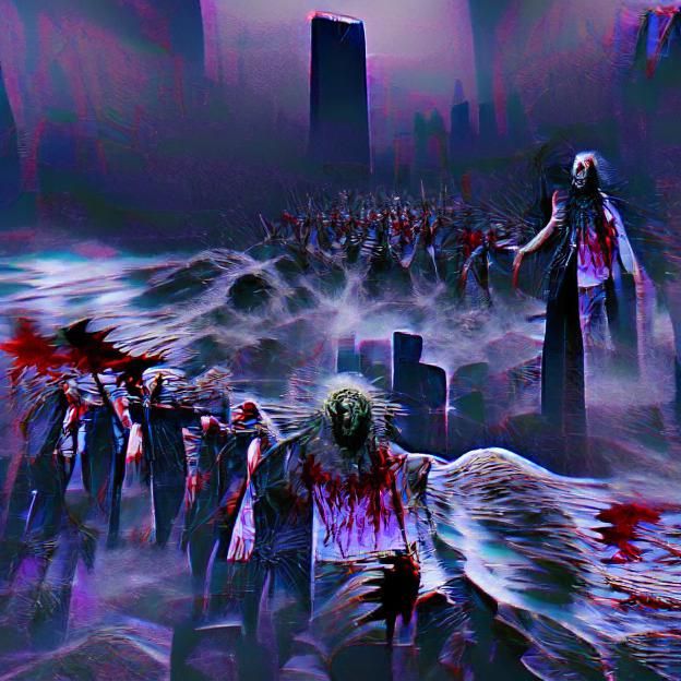 Realistic Zombie Rising from Grave in Graveyard