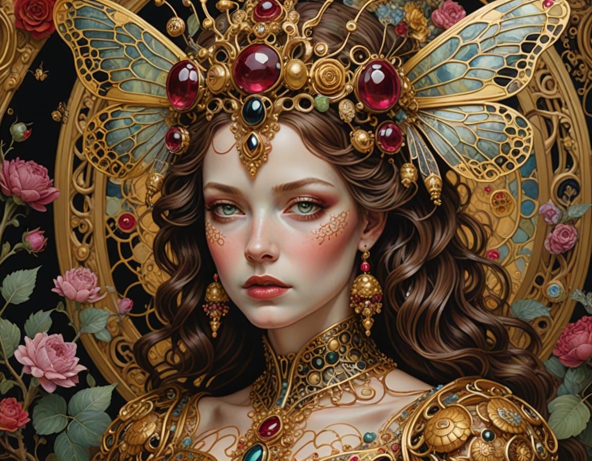 Gemstone Queen Bee with Honey Hive Crown