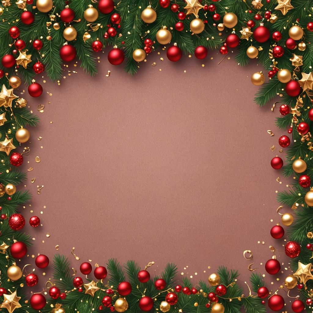 Festive 3D Christmas Border with Gold Confetti