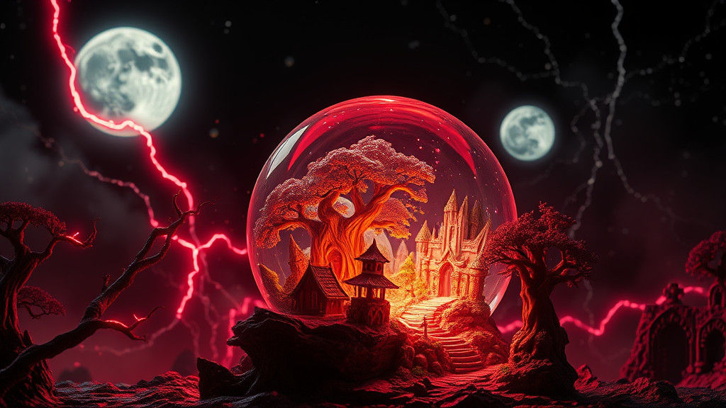 Magic Orb with Miniature Fantasy World in Surreal Style