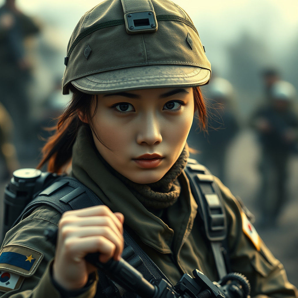 South Korean Soldier in Action: Cinematic Close-Up