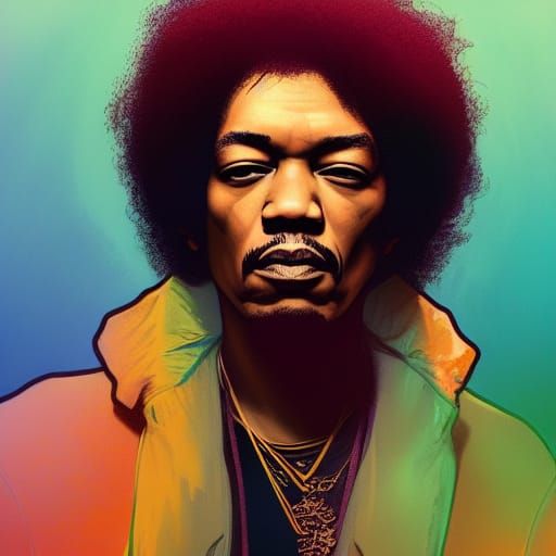 Hyperdetailed Portrait of Jimmy Hendrix in Artstation Style