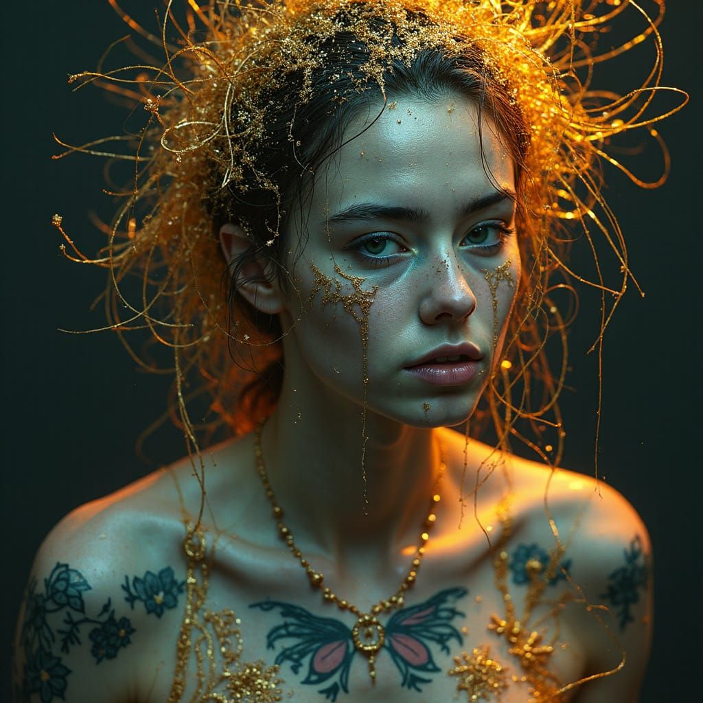 Radioactive Male Portrait with Golden Accents