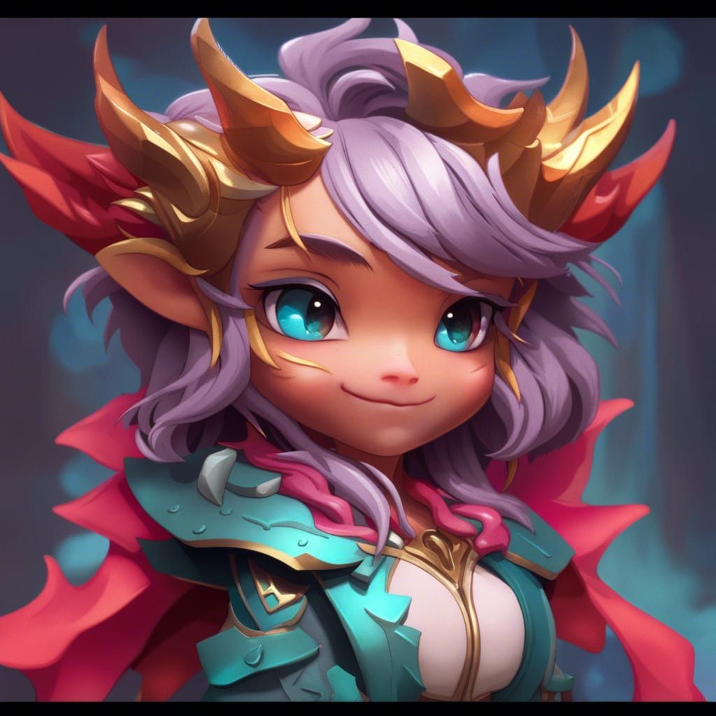 Chibi Dragon Portrait in Hyperdetailed Style