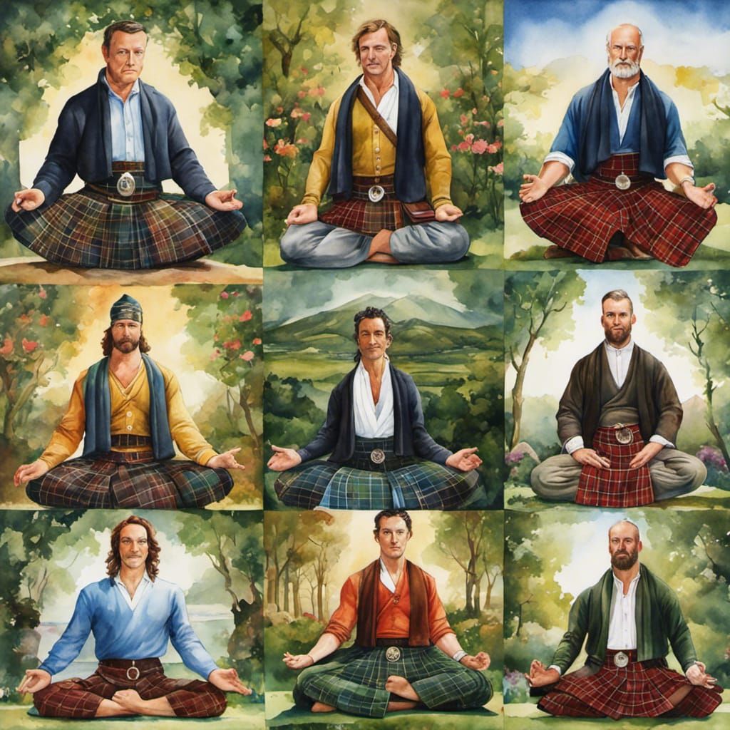 Men in Kilts Unite in a Serene Scottish Yoga Scene