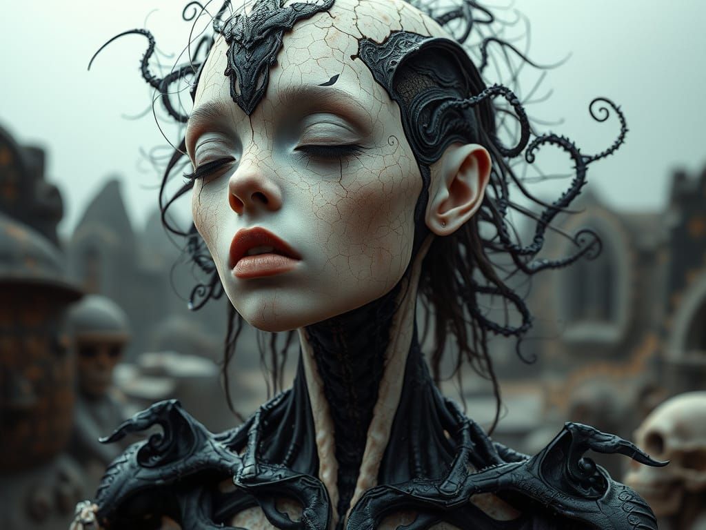 Alien Woman in Biomechanical Gothic Surrealism