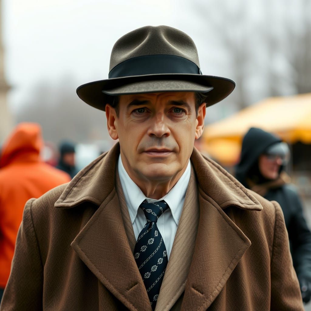 Nostalgic Hero Wears Classic Coat and Campaign Hat