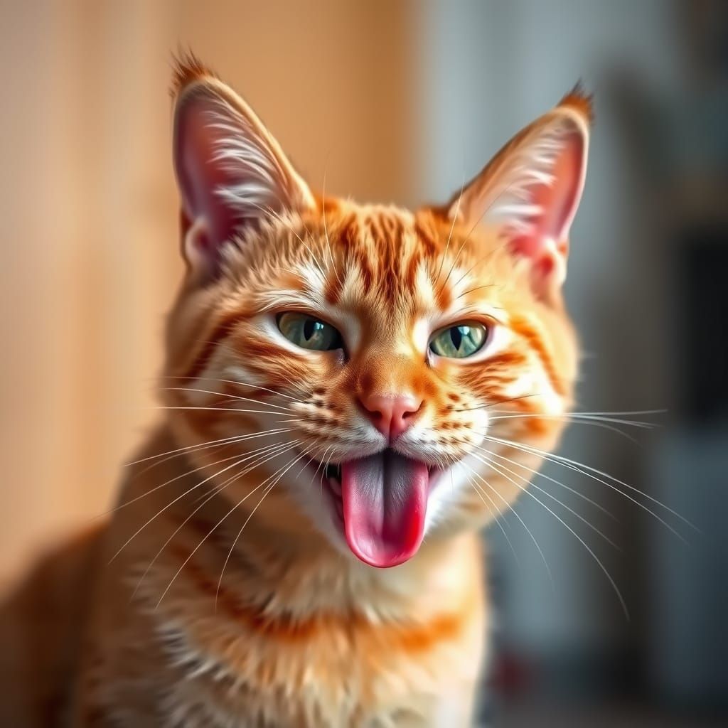 Vibrant Whimsy: Upset Orange Tabby Cat in Warm Tones