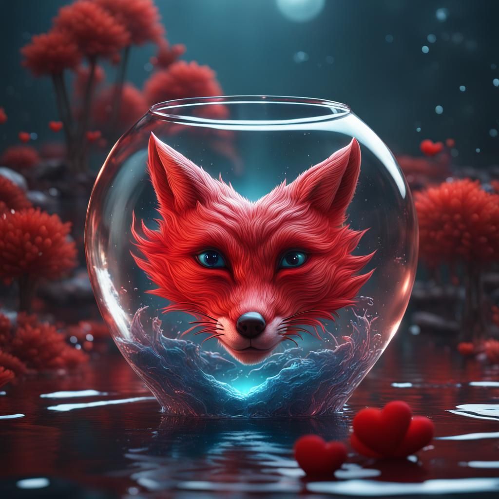 Heart Foxes in Glass: Fantasy Concept Art