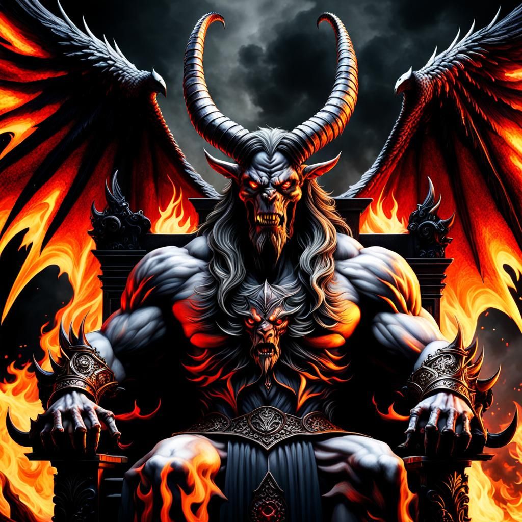 Surreal Horror Demon on Throne of Hell